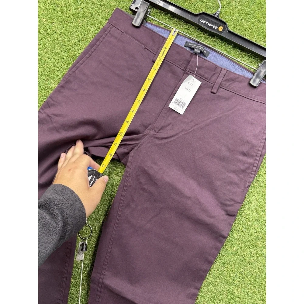 Banana Republic Chino Pants Mens 31x32 Burgundy Preppy Fulton Skinny Fit NWT
